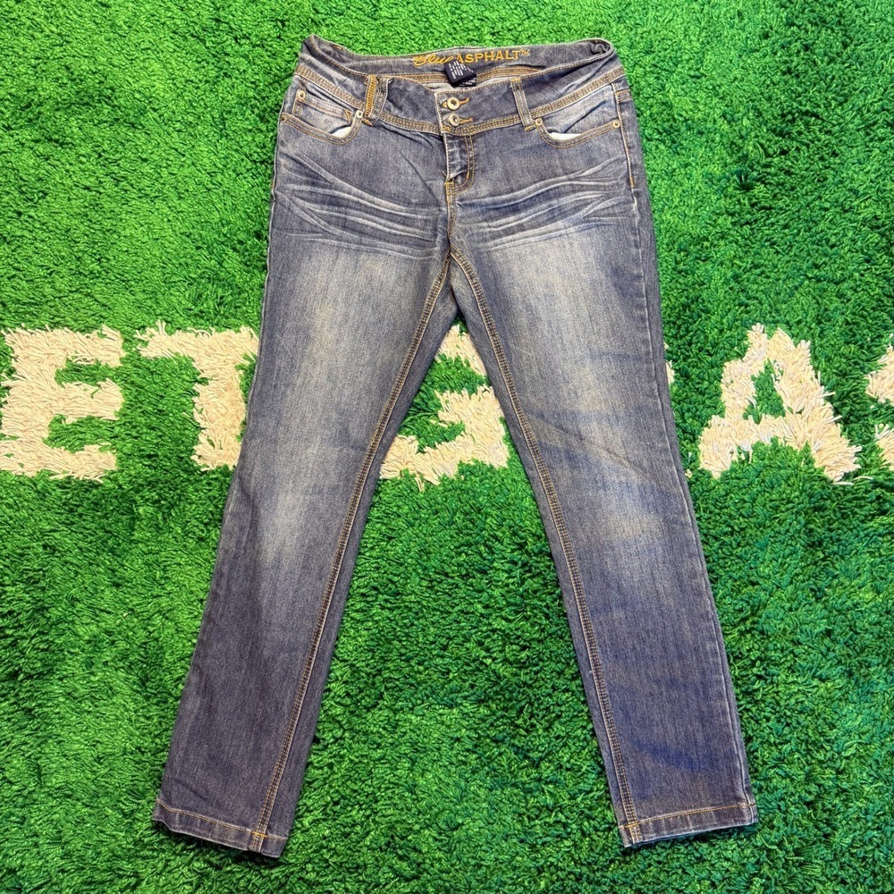 Blue Asphalt Jeans Women Size 7 Short Blue‎ Denim Straight Leg Pants